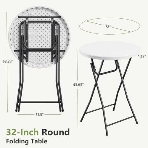 Folding Table 2 Pack, 32 Inch Foldable Cocktail Bar, High Top Round Folding Bar Tables No Assembly, Portable, alternate view