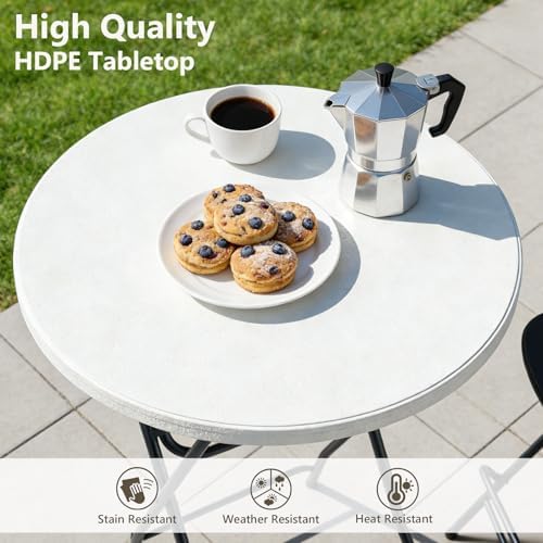 Folding Table 2 Pack, 32 Inch Foldable Cocktail Bar, High Top Round Folding Bar Tables No Assembly, Portable, alternate view