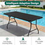 Folding Table 2 Pack, 6FT Heavy Duty Plastic Table with Handle, Foldable&Portable, Fold-in-Half Utility Tables, alternate
