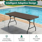 Folding Table 2 Pack, 6FT Heavy Duty Plastic Table with Handle, Foldable&Portable, Fold-in-Half Utility Tables, alternate