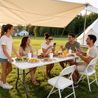 Folding Table 2 Pack, 8 FT Foldable Plastic Table with Carrying Handle, Heavy Duty Portable Fold-in-Half Utility, alternate