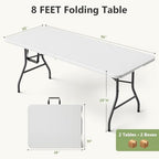Folding Table 2 Pack, 8 FT Foldable Plastic Table with Carrying Handle, Heavy Duty Portable Fold-in-Half Utility, alternate