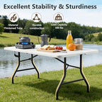 Folding Table 2 Pack, 8 FT Foldable Plastic Table with Carrying Handle, Heavy Duty Portable Fold-in-Half Utility, alternate