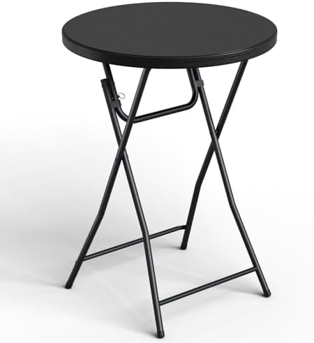 Folding Table, 32 Inch Foldable Cocktail Bar, High Top Round Folding Tables No Assembly, Portable Bistro &