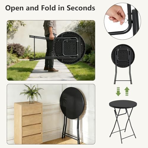 Folding Table, 32 Inch Foldable Cocktail Bar, High Top Round Folding Tables No Assembly, Portable Bistro &, alternate view 6