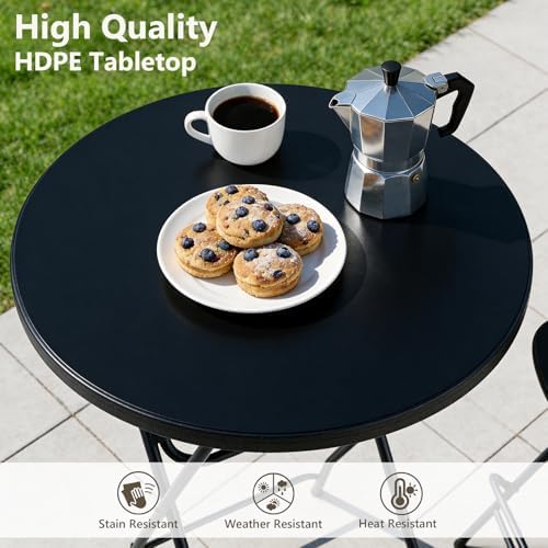 Folding Table, 32 Inch Foldable Cocktail Bar, High Top Round Folding Tables No Assembly, Portable Bistro &, alternate view 7