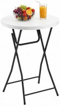 Folding Table,32 Inch Foldable Round, Bar Table Party High Top Table, White in White