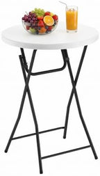 Folding Table,32 Inch Foldable Round, Bar Table Party High Top Table, White in White
