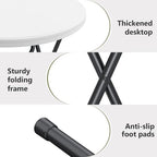 Folding Table,32 Inch Foldable Round, Bar Table Party High Top Table, White in White, alternate view 4