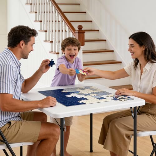 Folding Table, 36 Inch Square Foldable Card Table with Carrying Handle, Heavy Duty Fold-in-Half Portable Table, alternate