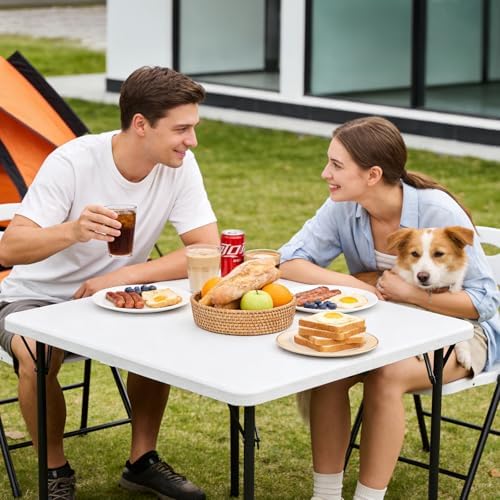 Folding Table, 36 Inch Square Foldable Card Table with Carrying Handle, Heavy Duty Fold-in-Half Portable Table, alternate