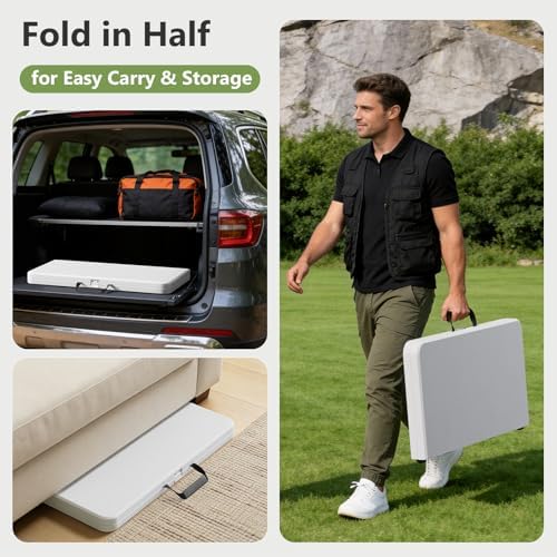 Folding Table, 36 Inch Square Foldable Card Table with Carrying Handle, Heavy Duty Fold-in-Half Portable Table, alternate