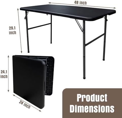 Folding Table 4 Foot Portable Folding Tables Heavy Duty Fold-in-Half Utility Table Small Indoor Outdoor Folding, alternate
