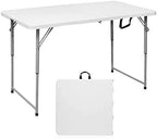 Folding Table 4 Foot, Portable Heavy Duty Plastic Utility Table, White in White