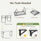 Folding Table, 4 FT Foldable Plastic Table with Adjustable Height, Heavy Duty Fold in Half Utility Table, alternate view 5