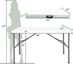Folding Table 4ft Heavy Duty Folding Tables Indoor Outdoor Plastic Dining Table Portable Folding Square Card, alternate view