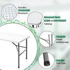 Folding Table 4ft Heavy Duty Folding Tables Indoor Outdoor Plastic Dining Table Portable Folding Square Card, alternate view