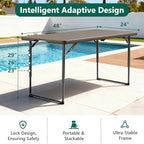 Folding Table 4FT Heavy Duty Plastic Table with Handle, Foldable&Portable, Fold-in-Half Utility Tables for, alternate view 2