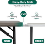 Folding Table 4FT Heavy Duty Plastic Table with Handle, Foldable&Portable, Fold-in-Half Utility Tables for, alternate view 6