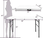 Folding Table,4ft Indoor Outdoor Heavy Duty Portable Folding Square Plastic Dining Table w/Handle, Lock for, alternate view 3