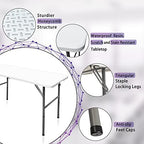 Folding Table,4ft Indoor Outdoor Heavy Duty Portable Folding Square Plastic Dining Table w/Handle, Lock for, alternate view 6