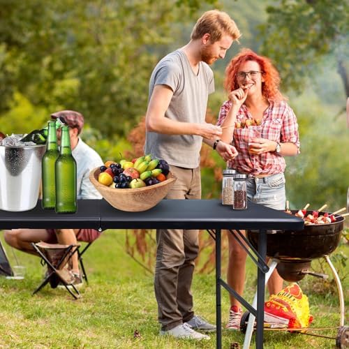 Folding Table,4ft Indoor Outdoor Heavy Duty Portable Folding Square Plastic Dining Table w/Handle (Balck), alternate view 2