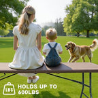 Folding Table 6 Foot, HDPE Wood Grain Pattern, Heavy Duty 600 lbs Capacity, Sturdy Design with Safety Lock, alternate view 3