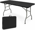 Folding Table 6 FT Lightweight Camping Table Black Portable Plastic Rectangular Outdoor Dining Table Steel Legs