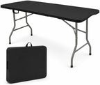 Folding Table 6 FT Lightweight Camping Table Black Portable Plastic Rectangular Outdoor Dining Table Steel Legs