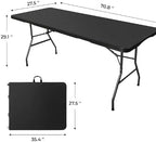 Folding Table 6ft, Foldable Table with Built in Handle & Steel Legs, Smooth HDPE Tabletop, Heavy Duty Folding, alternate view
