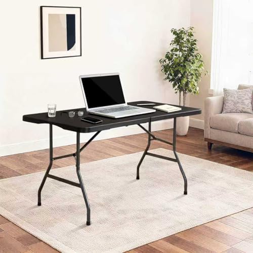 Folding Table 6ft, Foldable Table with Built in Handle & Steel Legs, Smooth HDPE Tabletop, Heavy Duty Folding, alternate view