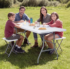 Folding Table 6ft, Foldable Table with Built in Handle & Steel Legs, Smooth HDPE Tabletop, Heavy Duty Folding, alternate view
