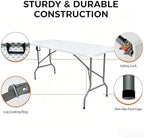 Folding Table 6ft, Foldable Table with Built in Handle & Steel Legs, Smooth HDPE Tabletop, Heavy Duty Folding, alternate view