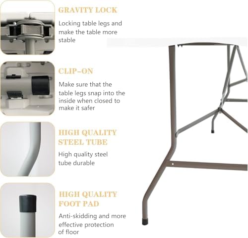 Folding Table 6ft, Foldable Table with Built in Handle & Steel Legs, Smooth HDPE Tabletop, Heavy Duty Folding, alternate view