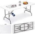 Folding Table 6ft, Heavy-Duty 500lbs Weight Capacity Foldable Table with HDPE Top & Steel Legs, Portable 6 Foot