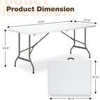 Folding Table 6ft, Heavy-Duty 500lbs Weight Capacity Foldable Table with HDPE Top & Steel Legs, Portable 6 Foot, alternate