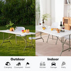 Folding Table 6ft, Heavy-Duty 500lbs Weight Capacity Foldable Table with HDPE Top & Steel Legs, Portable 6 Foot, alternate