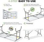 Folding Table 6ft, Heavy-Duty 500lbs Weight Capacity Foldable Table with HDPE Top & Steel Legs, Portable 6 Foot, alternate