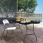 Folding Table 6ft, Heavy Duty Plastic Fold-in-Half Utility Table, Black in Black, alternate view 7