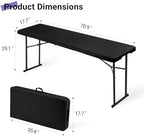 Folding Table 6FT Narrow Portable Plastic Heavy Duty Table, Black in Black, alternate view 3