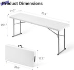 Folding Table 6FT Narrow Portable Plastic Heavy Duty Table, White in White, alternate view 3