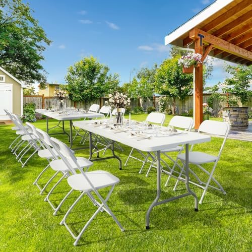 Folding Table 6ft, Portable Collapsible Plastic White Long Tables for Party, Camping, Banquet, Craft, Dining, alternate view