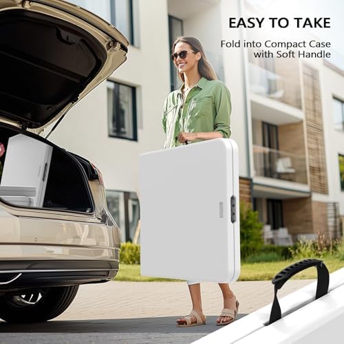 Folding Table 6ft, Portable Collapsible Plastic White Long Tables for Party, Camping, Banquet, Craft, Dining, alternate view