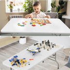 Folding Table 6ft, Portable Collapsible Plastic White Long Tables for Party, Camping, Banquet, Craft, Dining, alternate view