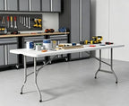 Folding Table 8ft, Heavy Duty Foldable Plastic 8 Foot Banquet Table, alternate view 2