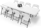 Folding Table and Folding Chairs Set for Camping, Party, Indoor & Outdoor Use (8 Chairs, White Table & Chairs