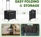 Folding Utility Cart, Portable Rolling Crate Handcart Collapsible Shopping Trolley with Lid, Foldable Tool Box, alternate