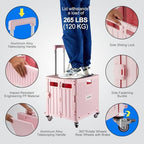 Folding Utility Cart Portable Rolling Crate Handcart Shopping Trolley Collapsible Tool Box, with Lid, Basket on, alternate