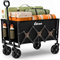 Folding Wagon Cart with Wheels,220lbs Collapsible Wagon, Black in Black