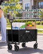 Folding Wagon Cart with Wheels,220lbs Collapsible Wagon, Black in Black, alternate view 3